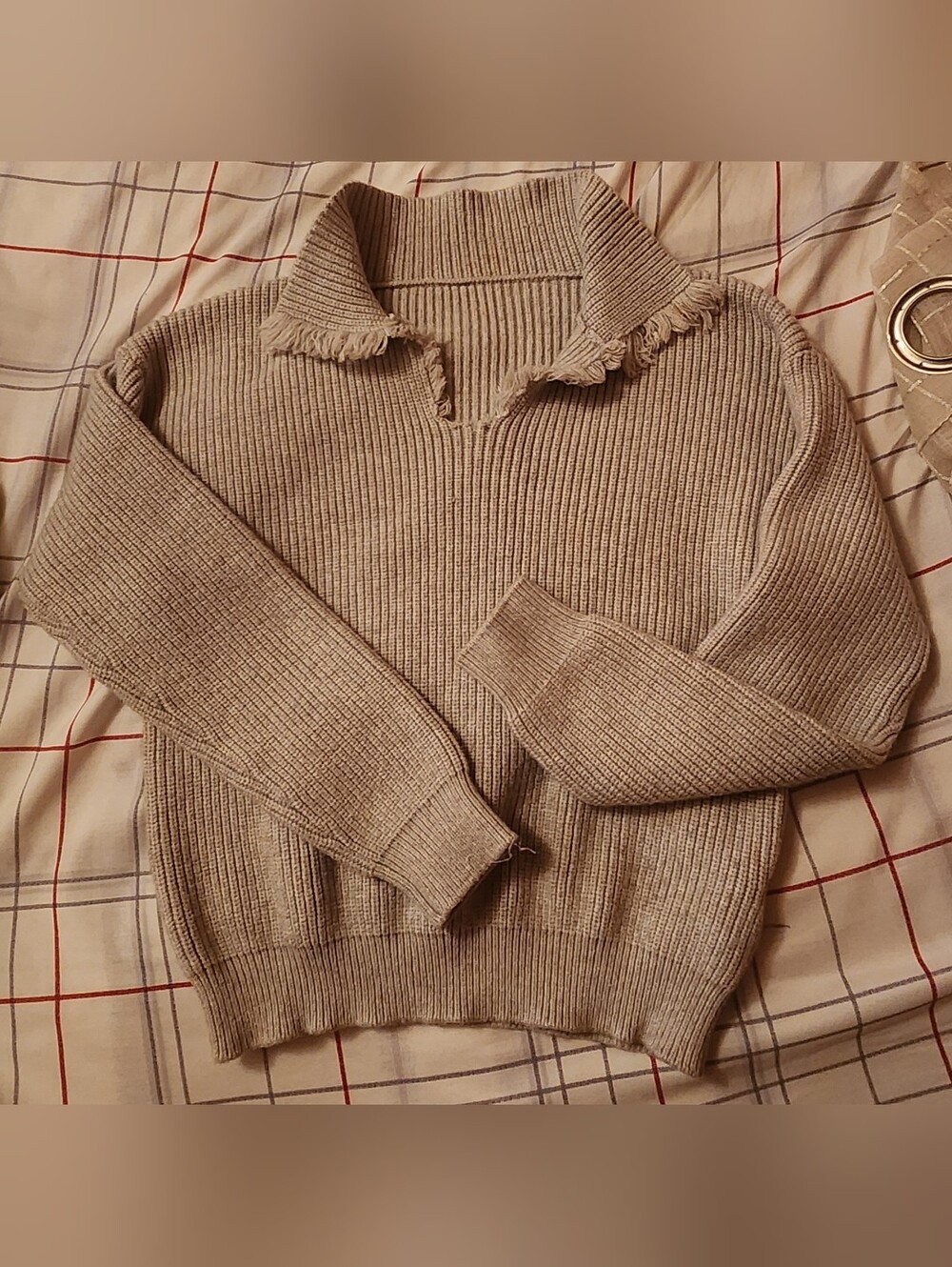 Shein Kids Gray Frayed Neck Sweater Size 10-12yrs